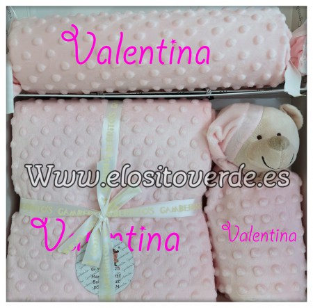 Pack rosa  manta + doudou + cojín antivuelco bordado (5)